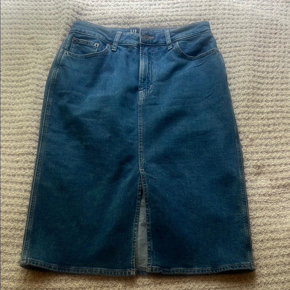 GAP Blue Denim Midi Skirt